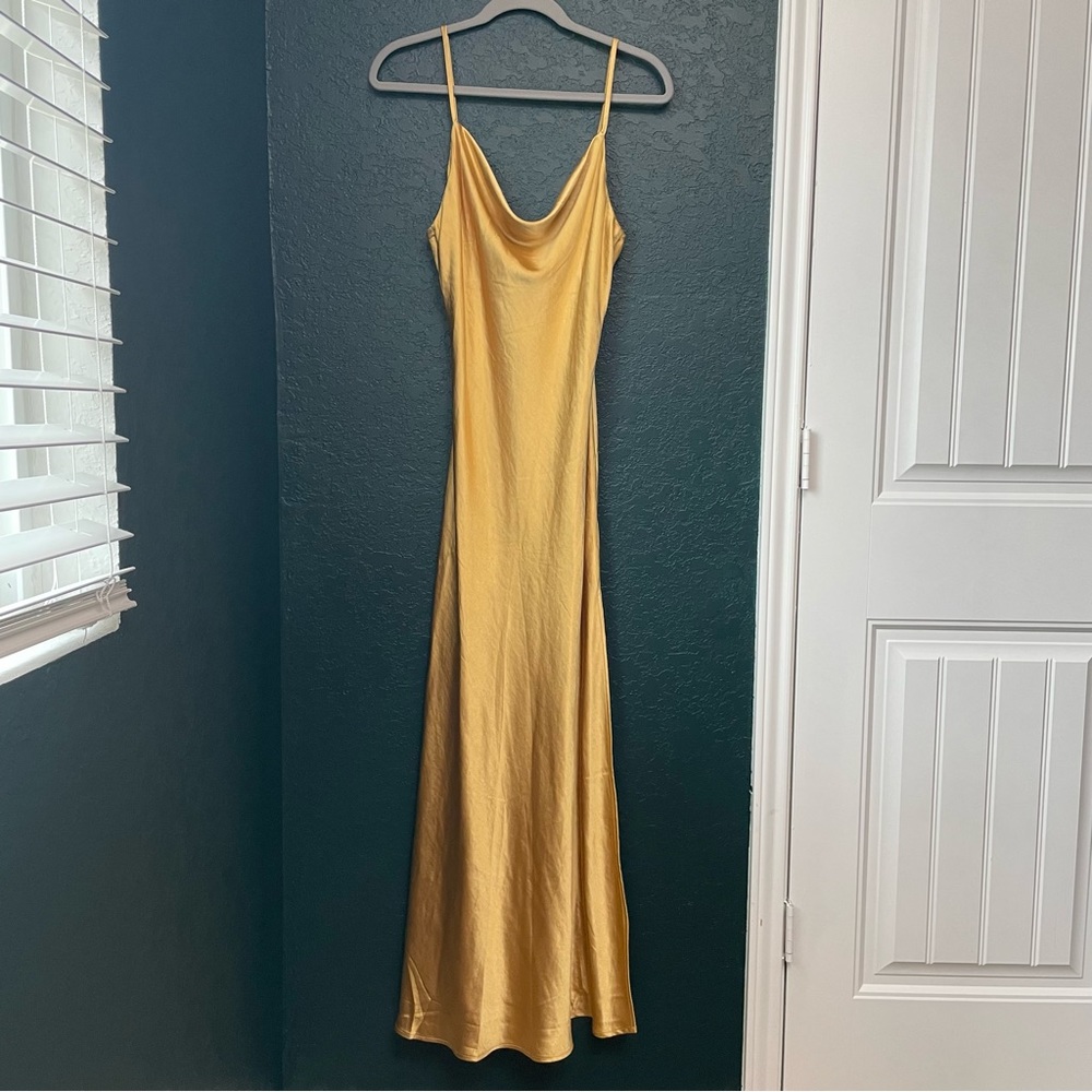 Cowl neck maxi slip dress
